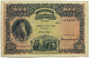Paper Money - Banco de Portugal - 10 Escudos ... 