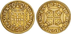 D. João V - Ouro - Quartinho 1722; 4 arcos; ... 