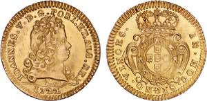 D. João V - Ouro - Meio Escudo 1722 L; ... 