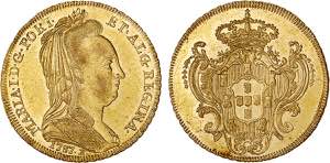 D. Maria I - Ouro - Peça 1787 R; Véu de ... 
