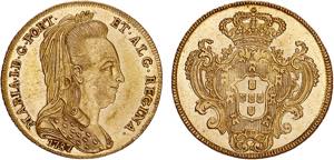 D. Maria I - Ouro - Peça 1787; Véu de ... 