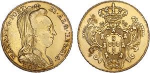 D. Maria I - Ouro - Peça 1787 R; Véu de ... 
