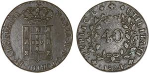 D. Maria II - Pataco 1834; eixo vertical; ... 