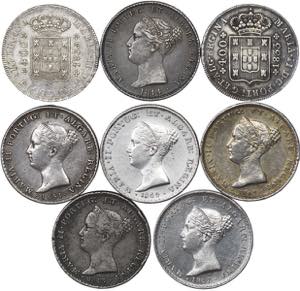 D. Maria II - Lote (8 moedas) - Cruzado Novo ... 