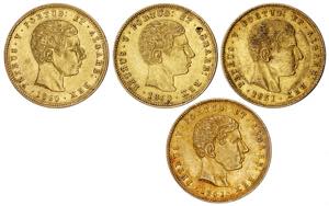 D. Pedro V - Lote (4 moedas) - Ouro - 5000 ... 