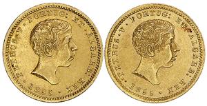 D. Pedro V - Lote (2 moedas) - Ouro - 1000 ... 