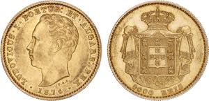 D. Luís I - Ouro - 5000 Réis 1874; ... 