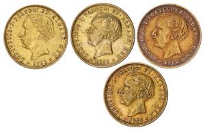 D. Luís I - Lote (4 moedas) - Ouro - 5000 ... 