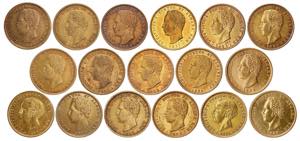 D. Luís I - Lote (17 moedas) - Ouro - 5000 ... 
