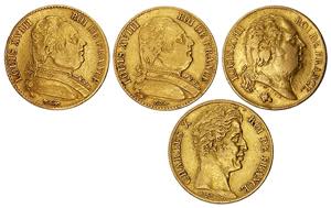 França - Lote (4 moedas) - Ouro - 20 Francs ... 