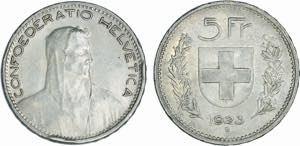 Switzerland - 5 Francs 1923 B; KM.37 ; VF+