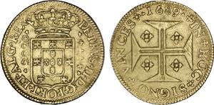 D. Pedro II - Ouro - Meia Moeda 1689; ... 