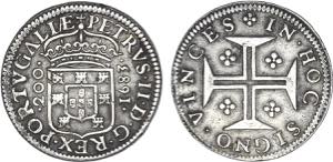 D. Pedro II - Meio Cruzado 1683; coroa de ... 