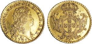 D. João V - Ouro - Dobra 1731 R; data ... 