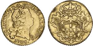 D. João V - Ouro - Meio Escudo 1728; ... 