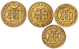 D. João V - Lote (4 moedas) - Ouro - ... 