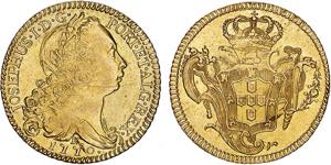 D. José I - Ouro - Peça 1770 R; risco no ... 