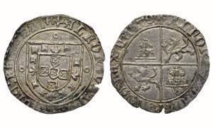 D. Afonso V - Real Grosso; escudo de Castela ... 