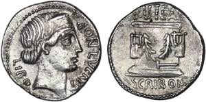 Roman - Republic - Scribonia - Denarius; L. ... 