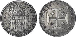 D. Pedro II - Cruzado Novo 1689; pedúnculos ... 