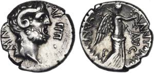 Roman - Mark Antony - Denarius; M AN(TO COS ... 