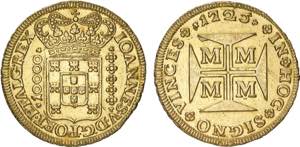 D. João V - Ouro - Meio Dobrão 1725 M; ... 