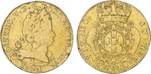 D. João V - Ouro - Meio Escudo 1722 L; ... 