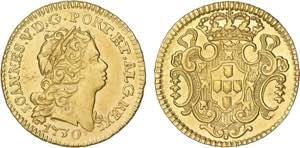 D. João V - Ouro - Meio Escudo 1730; ... 