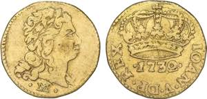 D. João V - Ouro - Cruzadinho 1732 M; data ... 