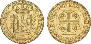 D. José I - Ouro - Quartinho 1752-J; 5 ... 