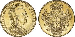 D. Maria I - Ouro - Peça 1786; Véu de ... 