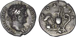 Romanas - Adriano (117-138) - Denário; COS ... 