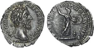 Roman - Commodus (177-192) - Denarius; P M ... 