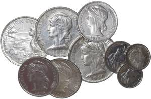 República - Lote (9 moedas) - 1 Escudo ND, ... 