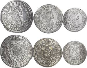 Áustria - Lote (3 moedas) - 15 Kreuzer 1664 ... 