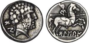 Ibero-Roman - Bolscan - Denarius; 180-20 BC; ... 