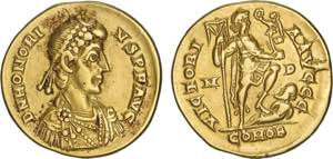 Roman - Honorius (393-423) - Gold - Solidus; ... 
