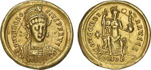 Romanas - Teodósio II (402-450) - Ouro - ... 