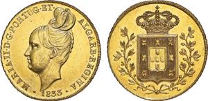 D. Maria II - Ouro - Peça 1833; Degolada; ... 