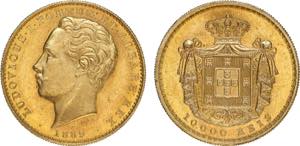 D. Luís I - Ouro - 10 000 Réis 1889; Rara; ... 