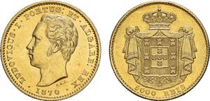 D. Luís I - Ouro - 5000 Réis 1870; ... 