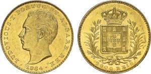 D. Luís I - Ouro - 2000 Réis 1864; ... 