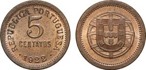 República - 5 Centavos 1922; G.05.03; quase ... 