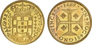 D. Pedro II - Ouro - Moeda 1689; brilho ... 