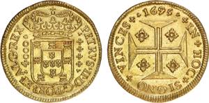 D. Pedro II - Ouro - Moeda 1695; brilho ... 
