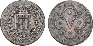 D. Pedro II - V Réis 1688; cobre; eixo ... 