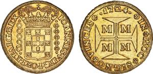 D. João V - Ouro - Dobrão 1724 M; ... 