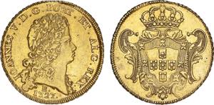 D. João V - Ouro - Dobra 1727 B; 2.º tipo; ... 