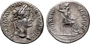 Roman - Tiberius (14-37) - Denarius; TI ... 