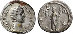 Roman - Julia Mamaea - Denarius; VESTA; RCV ... 